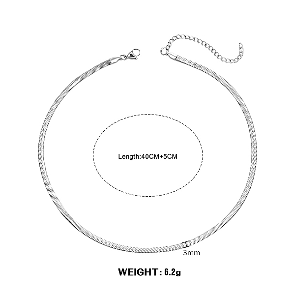 

PandaHall Stainless Steel Snake Bone Chain Necklaces, Stainless Steel Color, 400x3mm Stainless Steel