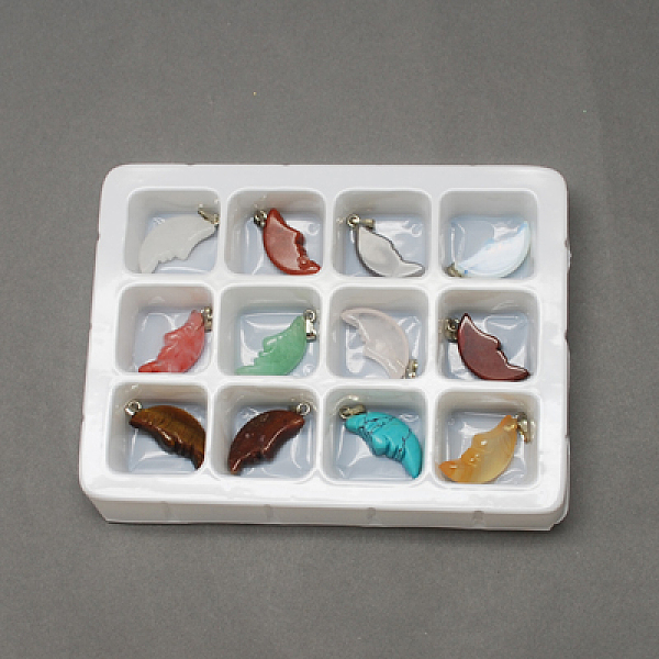 

PandaHall Gemstone Pendants, with Brass Clasps, Mixed Stone, Moon, Mixed Color, 26x12x6mm, Hole: 6x2mm, 12pcs/box Mixed Stone Moon..., Multicolor