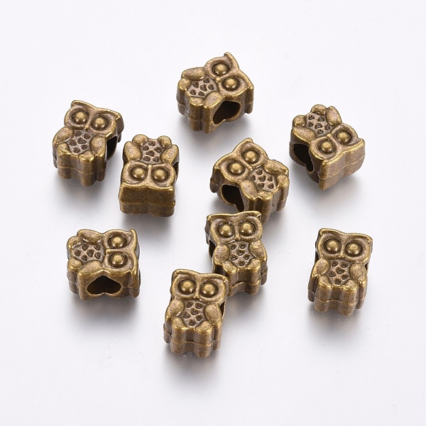 

PandaHall Alloy European Beads, Long-Lasting Plated, Large Hole Owl Beads, Nickel Free, Antique Bronze, 11.5x9x8mm, Hole: 5mm Alloy Owl