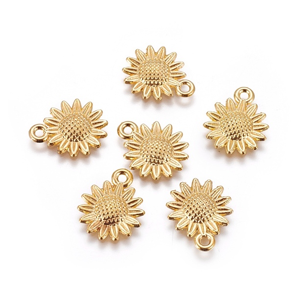 

PandaHall Alloy Pendants, Sunflower, Golden, 18.6x15x2.5mm, Hole: 1.8mm Alloy Flower