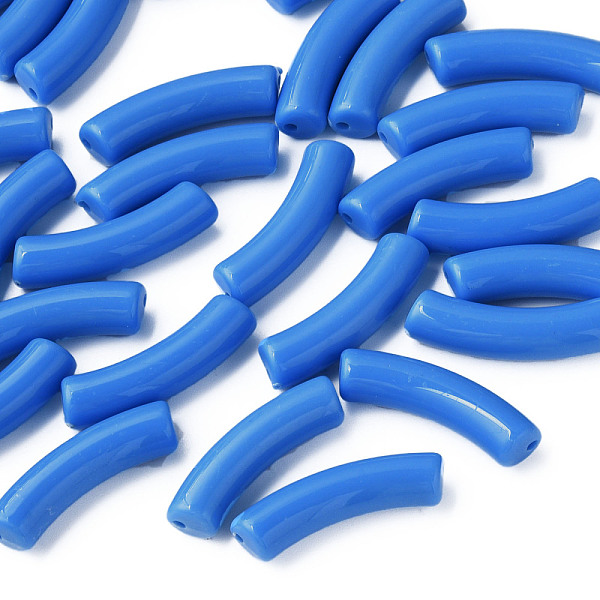 

PandaHall Opaque Acrylic Beads, Curved Tube, Dodger Blue, 32x10x8mm, Hole: 1.8mm Acrylic Tube