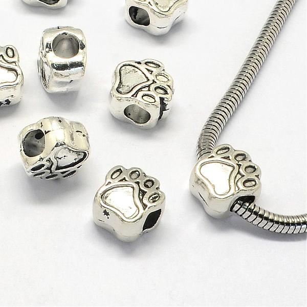 

PandaHall Alloy European Beads, Enamel Settings, Large Hole Beads, Dog Paw Prints, Antique Silver, 11.5x10.5x7.5mm, Hole: 5mm Alloy Dog