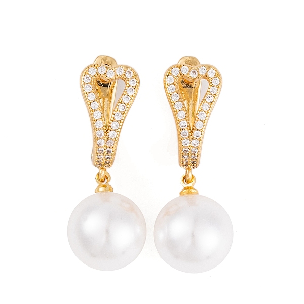 

PandaHall Rack Plating Brass Clear Cubic Zirconia ABS Pearl Earrings, Cadmium Free & Lead Free, Long-Lasting Plated, Round, Hoop Earrings..., White