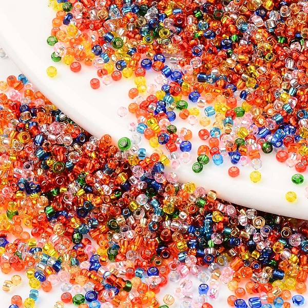 

PandaHall 12/0 Glass Seed Beads, Silver Lined Round Hole, Round, Mixed Color, 12/0, 2~2.5x1.5~2mm, Hole: 0.8mm, about 450g/bag Glass..., Multicolor