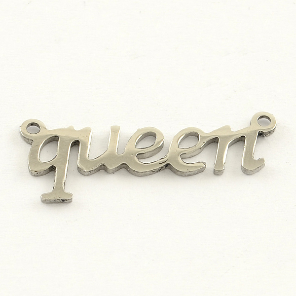 

PandaHall Fashionable Stainless Steel Word Charms, queen, Stainless Steel Color, 10x27x1mm, Hole: 1.5mm Stainless Steel Word