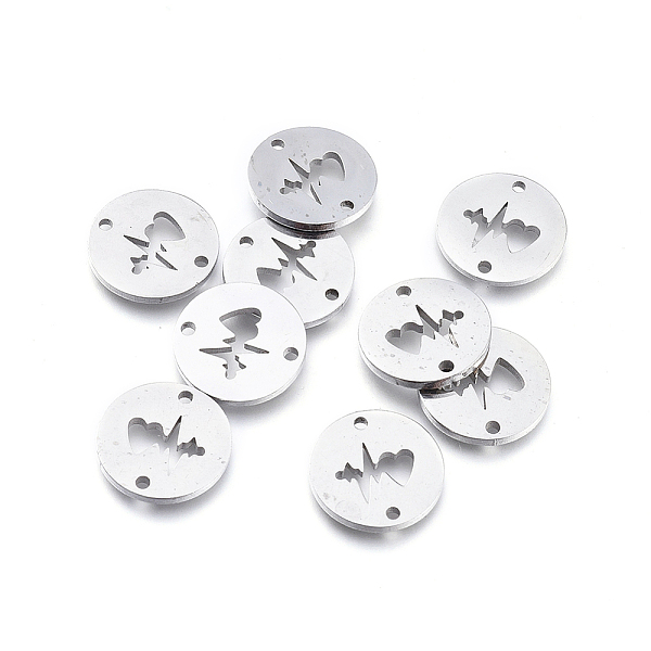 

PandaHall 304 Stainless Steel Links connectors, Laser Cut, Flat Round with Heartbeat, Stainless Steel Color, 11.5x1mm, Hole: 1.2mm 304...