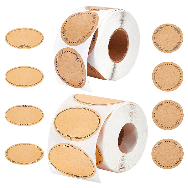 2 rouleau de 2 styles d'autocollants en papier kraft