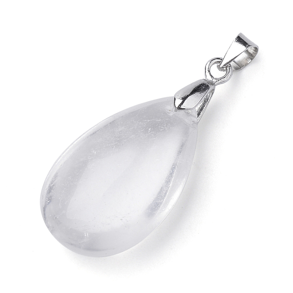 

PandaHall Natural Quartz Crystal Gemstone Pendants, with Alloy Findings, teardrop, Platinum, 23~24x14x8mm, Hole: 4x5mm Quartz Crystal...