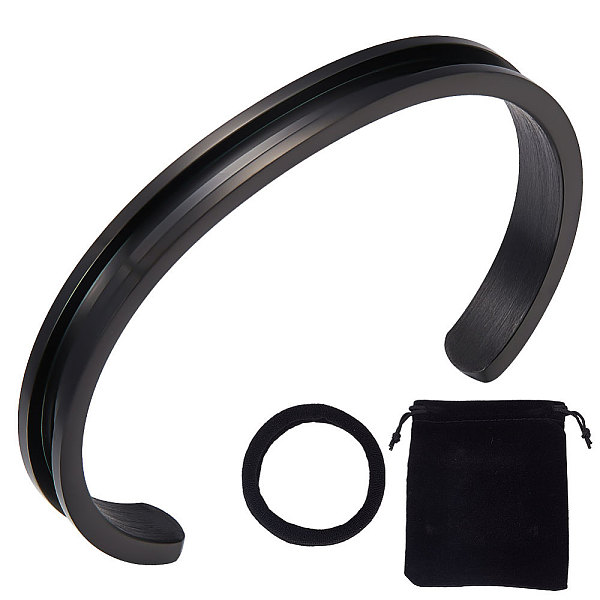 

PandaHall Unicraftale 1Pc 304 Stainless Steel Grooved Bangles, Cuff Bangle, for Gemstone, Leather Inlay Bangle Making, with 1Pc Velvet Bag...