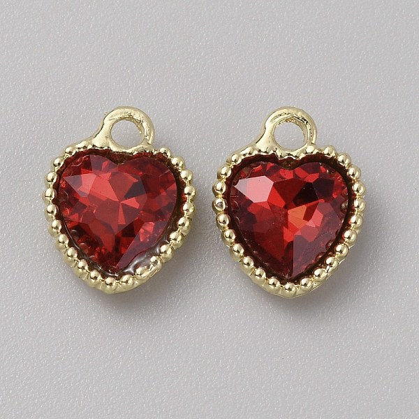 

PandaHall Glass Pendants, with Light Gold Alloy Finding, Heart Charms, Dark Red, 13x10.5x4mm, Hole: 2mm Alloy+Glass Heart