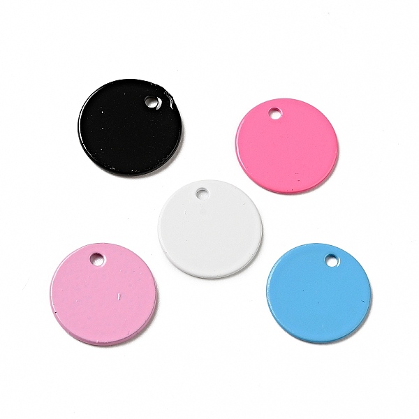 

PandaHall Spray Painted 201 Stainless Steel Charms, Flat Round Charm, Mixed Color, 12x1mm, Hole: 1.2mm 201 Stainless Steel Flat Round..., Multicolor