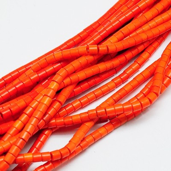 

PandaHall Synthetic Turquoise Beads Strands, Dyed, Column, Orange Red, 4x4mm, Hole: 1mm, about 106pcs/strand, 16 inch Synthetic Turquoise...