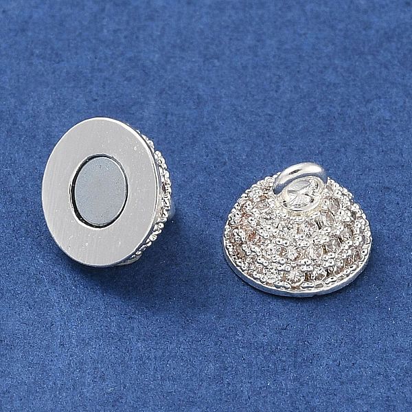 Brass Micro Pave Clear Cubic Zirconia Magnetic Clasps