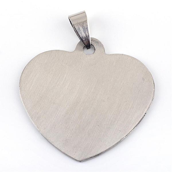 

PandaHall 201 Stainless Steel Stamping Blank Tag Pendants, with Snap on Bails, One Side Polishing, Heart, Stainless Steel Color, 33x34.5x1mm...