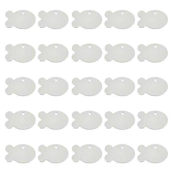 PandaHall SUPERFINDINGS Aluminum Pendants, Stamping Blank Tag, Fish, Silver, 24x38x1mm, Hole: 3mm, 30pcs/box Aluminum Fish Silver