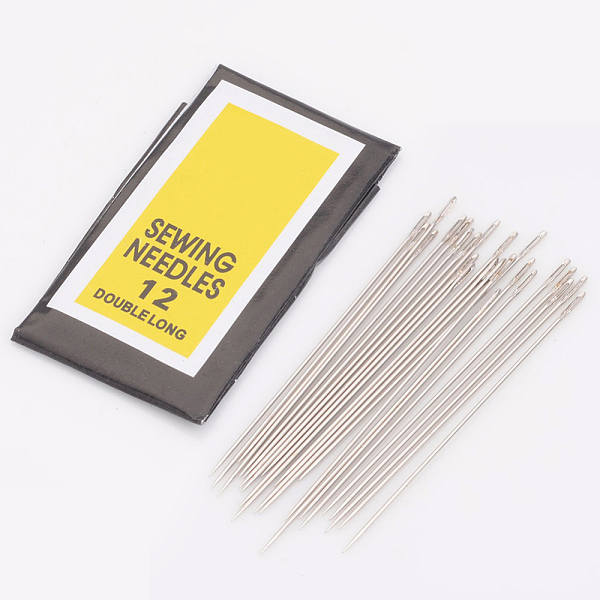 

PandaHall Iron Sewing Needles, Darning Needles, Platinum, 0.45mm thick, 40mm long, hole: 0.3mm, 25pcs/bag Iron