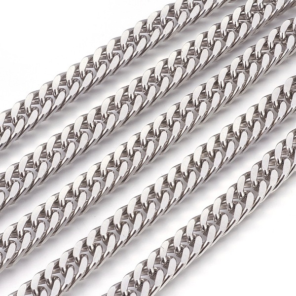 

PandaHall 201 Stainless Steel Cuban Link Chains, Chunky Curb Chains, Unwelded, Stainless Steel Color, 8mm, 12x8x4mm 201 Stainless Steel
