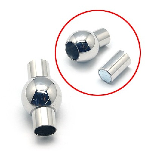 

PandaHall 304 Stainless Steel Magnetic Clasps with Glue-in Ends, Oval, Stainless Steel Color, 20x11mm 304 Stainless Steel Oval