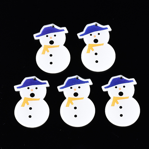 

PandaHall Transparent Printed Acrylic Pendants, Christmas, Snowman, White, 34.5x22.5x2.5mm, Hole: 1.6mm Acrylic Snowman White