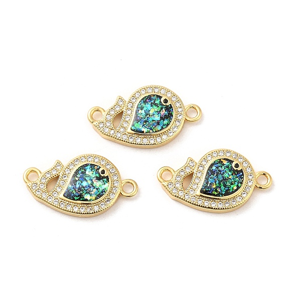 

PandaHall Rack Plating Brass Micro Pave Clear Cubic Zirconia Connector Charms, Fish Links with Synthetic Opal, Lead Free & Cadmium Free...