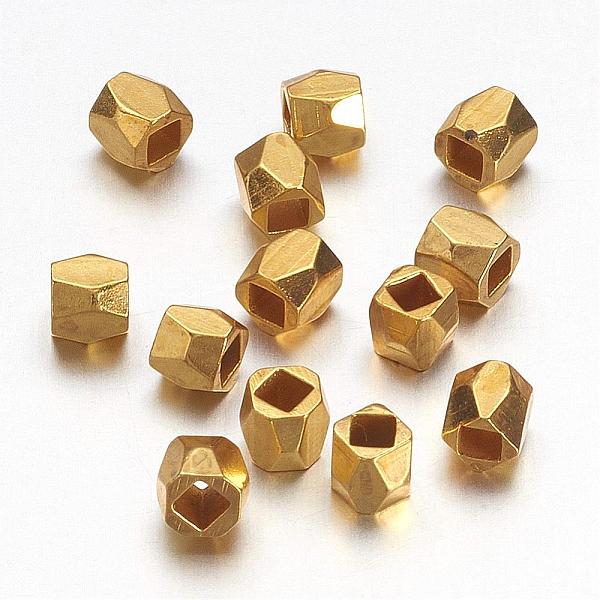 

PandaHall Brass Spacer Beads, Faceted, Column, Golden, 3x3mm, Hole: 1.5mm Brass Column