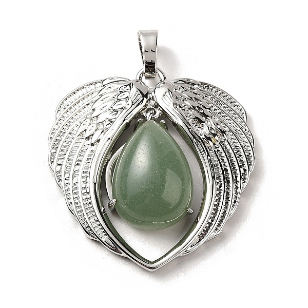 

PandaHall Natural Green Aventurine Teardrop Pendants, Wing Charms, with Rack Plating Platinum Plated Brass Findings, Lead Free & Cadmium...