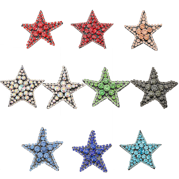 

PandaHall CHGCRAFT 10Pcs 10 Style Star Shape Felt Ornament Accessories, Rhinestone Beading Appliques, Mixed Color, 53~75x51~76x7~10mm..., Multicolor