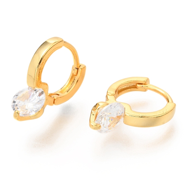 

PandaHall Brass Huggie Hoop Earrings, with Clear Cubic Zirconia, Long-Lasting Plated, Real 18K Gold Plated, 16.7x6mm, Pin: 1mm Brass Ring...