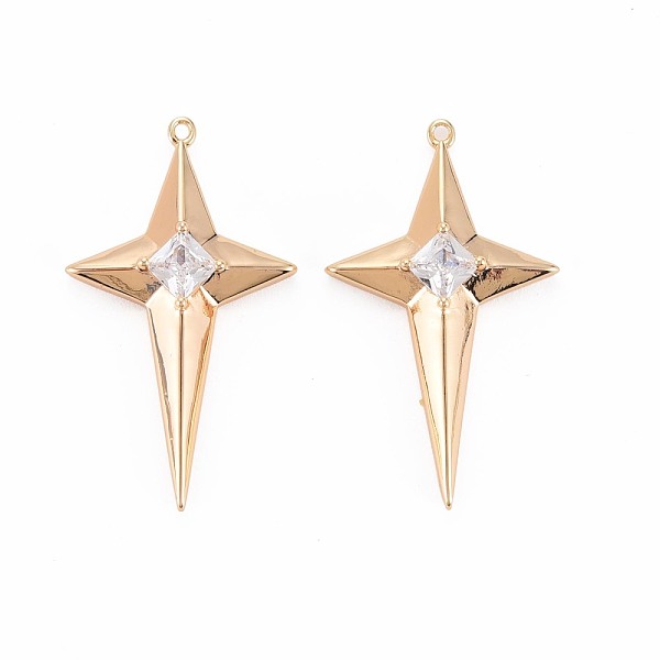 

PandaHall Brass Micro Pave Clear Cubic Zirconia Pendants, Nickel Free, Star, Real 18K Gold Plated, 30x17.5x5.5mm, Hole: 1mm Brass+Cubic...