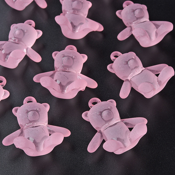 

PandaHall Frosted Acrylic Pendants, Bear, Pearl Pink, 38.5x34x15mm, Hole: 2.5mm, about 94pcs/500g Acrylic Bear