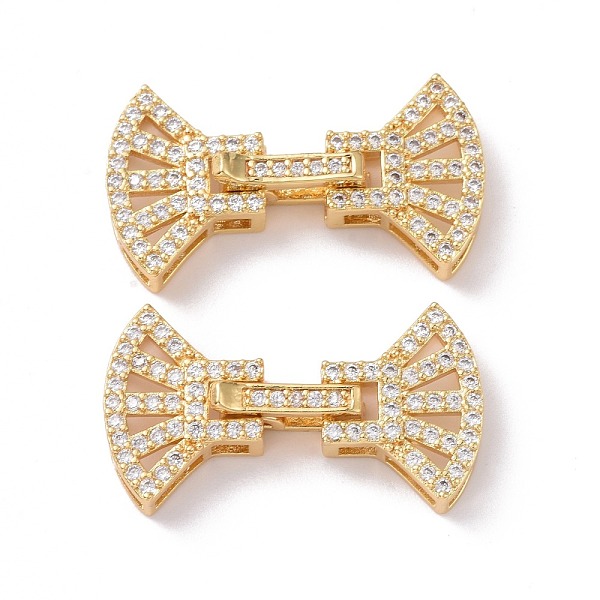 

PandaHall Brass Micro Pave Clear Cubic Zirconia Fold Over Clasps, Cadmium Free & Lead Free, Shell, Golden, 28mm, Shell:12x15.5x4.3mm, Hole...