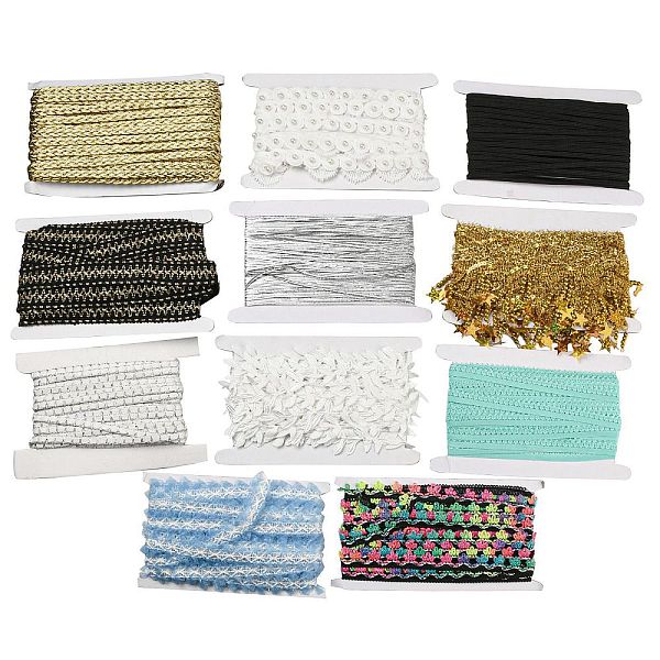 

PandaHall Polyester & Velvet & Paillette Ribbon, Clothing Accessories, Mixed Color, 3~35mm Polyester Mixed Shapes Multicolor