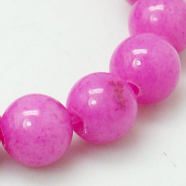 

PandaHall Natural Mashan Jade Round Beads Strands, Dyed, Magenta, 12mm, Hole: 1mm, about 34pcs/strand, 15.7 inch Mashan Jade Round Pink