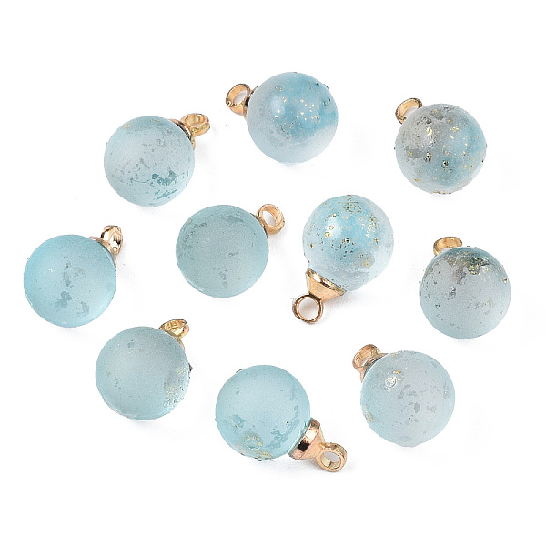 

PandaHall Two Tone Transparent Spray Painted Glass Pendants, with Light Gold Plated Brass Loop, Frosted, with Glitter Powder, Round, Sky...