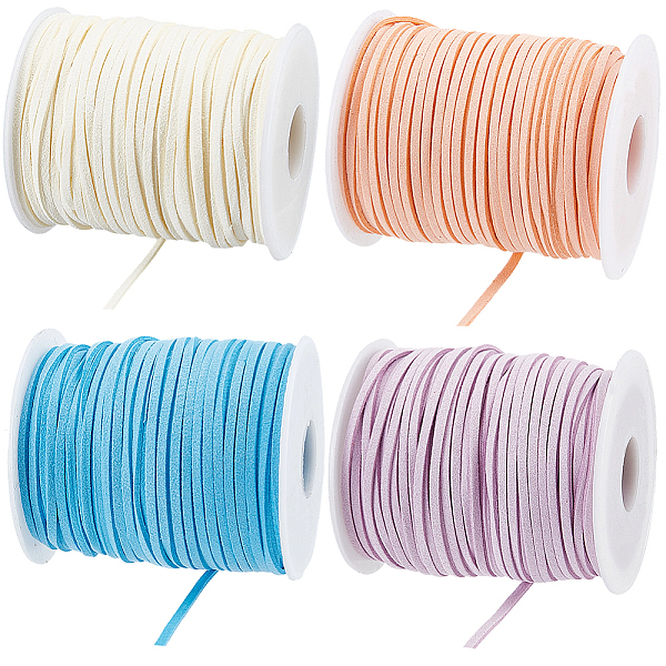 4 Rolls 4 Colors Flat Faux Suede Cord