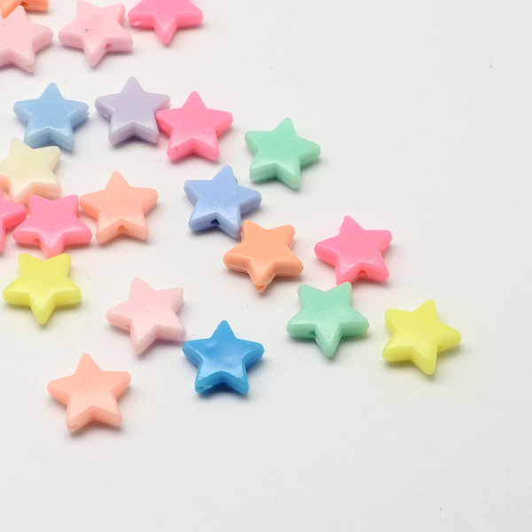 

PandaHall Opaque Acrylic Star Beads, Mixed Color, 14x14x5mm, Hole: 2mm Acrylic Star Multicolor