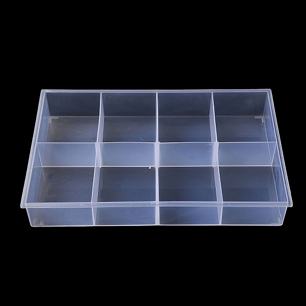 

PandaHall 8 Grids Transparent Plastic Jewelry Trays, Rectangle Desktop Organizer Case with No Cover, for Earrings, Rings, Bracelets, Small..., White