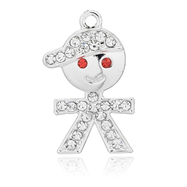 

PandaHall Nickel Free Silver Color Plated Alloy Rhinestone Boy Pendants, Long-Lasting Plated, Crystal, 27x18x3mm, Hole: 2mm Alloy+Rhinestone..., Clear