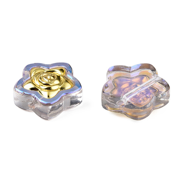 

PandaHall Electroplate Transparent Glass Beads, with Golden Plated Brass Findings, AB Color, Star with Flower, Thistle, 14x14.5x5.5mm, Hole..., Purple