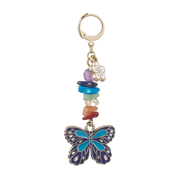 

PandaHall Butterfly Alloy Emamel Pendant Decorations, with Chakra Gemstone Beads and 304 Stainless Steel Leverback Earring Findings, Dark...