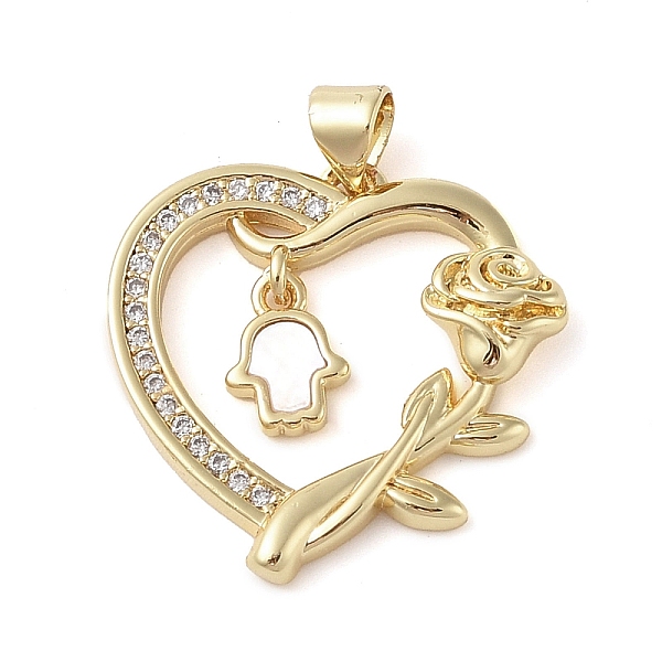 

PandaHall Brass Micro Pave Clear Cubic Zirconia Pendants, with Shell, Heart, Real 18K Gold Plated, 23.5x24.5x4mm, Hole: 4x3.5mm Brass+Cubic...