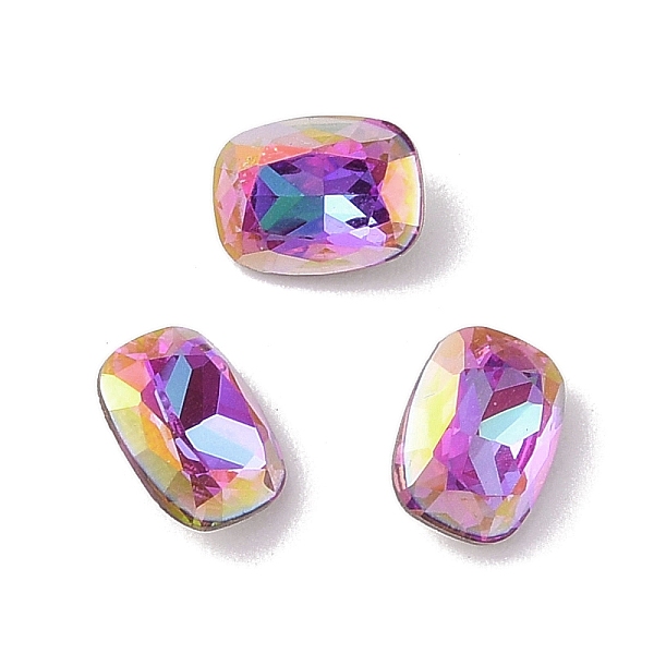 

PandaHall Glass Rhinestone Cabochons, Flat Back & Back Plated, Faceted, Rectangle, Heliotrope, 8x6x3.3mm Glass Rhinestone Rectangle Purple