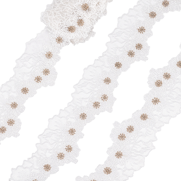 

PandaHall 2M Polyester Embroidery Lace Trim, Flower Trimming, Garment Accessories, White, 2-1/4 inch(57mm), about 2.19 Yards(2m)/pc...