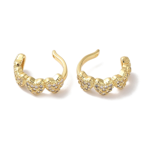 

PandaHall Heart Brass Micro Pave Cubic Zirconia Cuff Earrings for Women, Real 18K Gold Plated, 14x5mm Cubic Zirconia Heart Clear