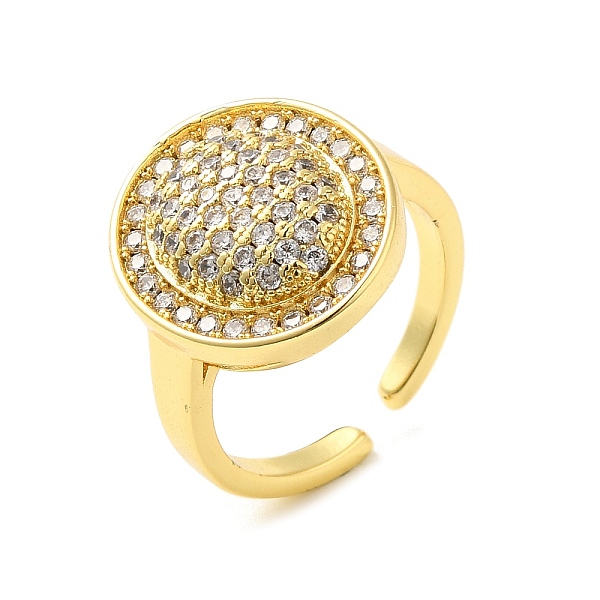 

PandaHall Brass Micro Pave Cubic Zirconia Rings, Flat Round, Real 18K Gold Plated, US Size 7 1/4(17.5mm) Alloy+Cubic Zirconia Flat Round