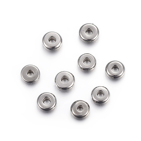 

PandaHall 304 Stainless Steel Spacer Beads, Flat Round, Stainless Steel Color, 4x1.2mm, Hole: 1.2mm. 304 Stainless Steel Flat Round
