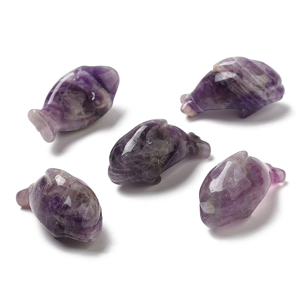 

PandaHall Natural Amethyst Sculpture Display Decorations, for Home Office Desk, Dolphin, 20~21x36~37x18.5~19.5mm Amethyst Dolphin