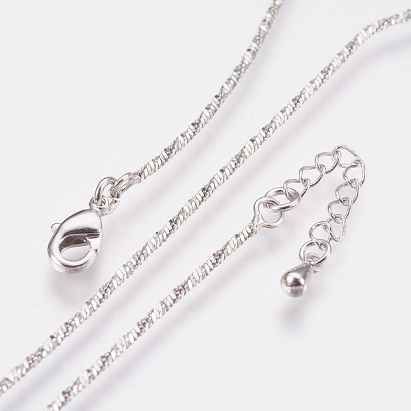 

PandaHall Long-Lasting Plated Brass Chain Necklaces, with Lobster Claw Clasp, Nickel Free, Real Platinum Plated, 17.7 inch (45cm), 1mm Brass