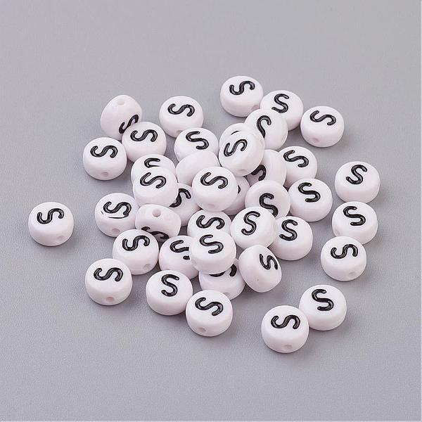 Flat Round With Letter S Acrylic Beads