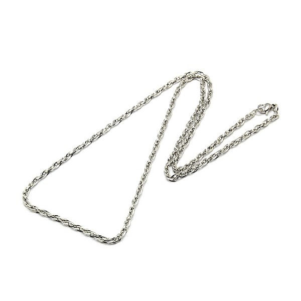 

PandaHall Fashionable 304 Stainless Steel Rope Chain Necklace Making, with Lobster Claw Clasps, Stainless Steel Color, 22 inch~24 inch...